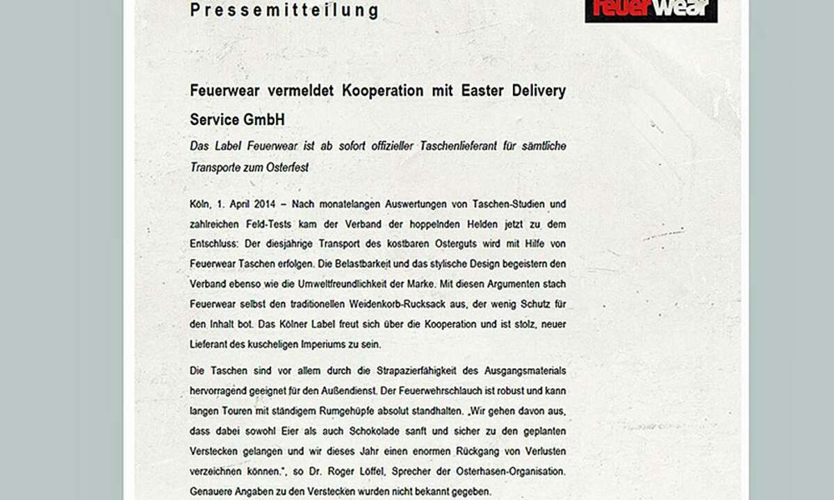 Pressemitteilung zur Kooperation mit Easter Delivery