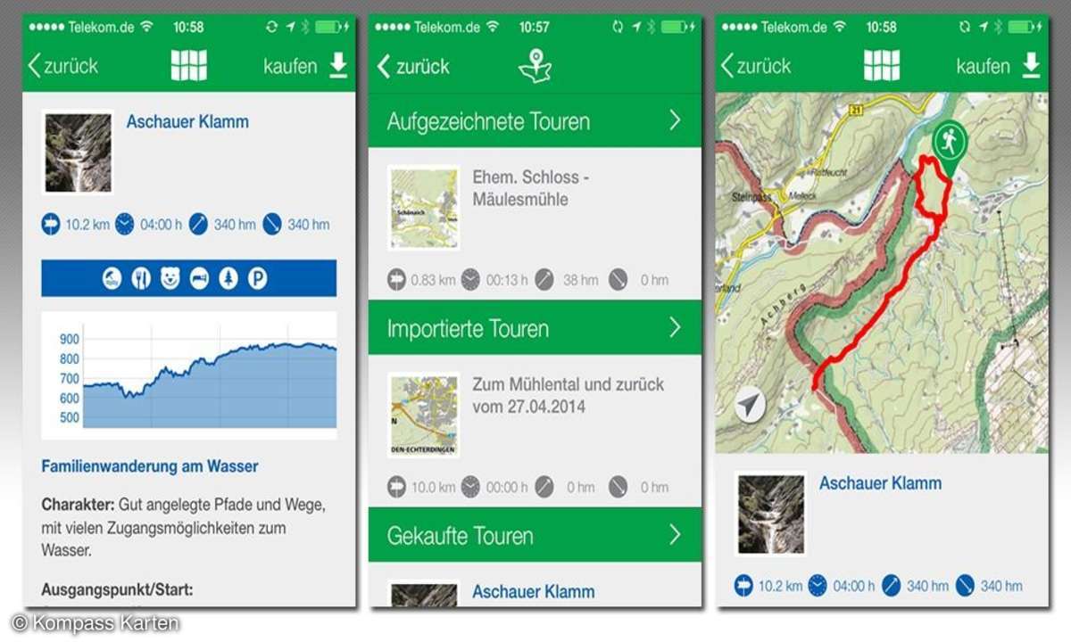 Kompass Wanderkarte mit Live-Tracking