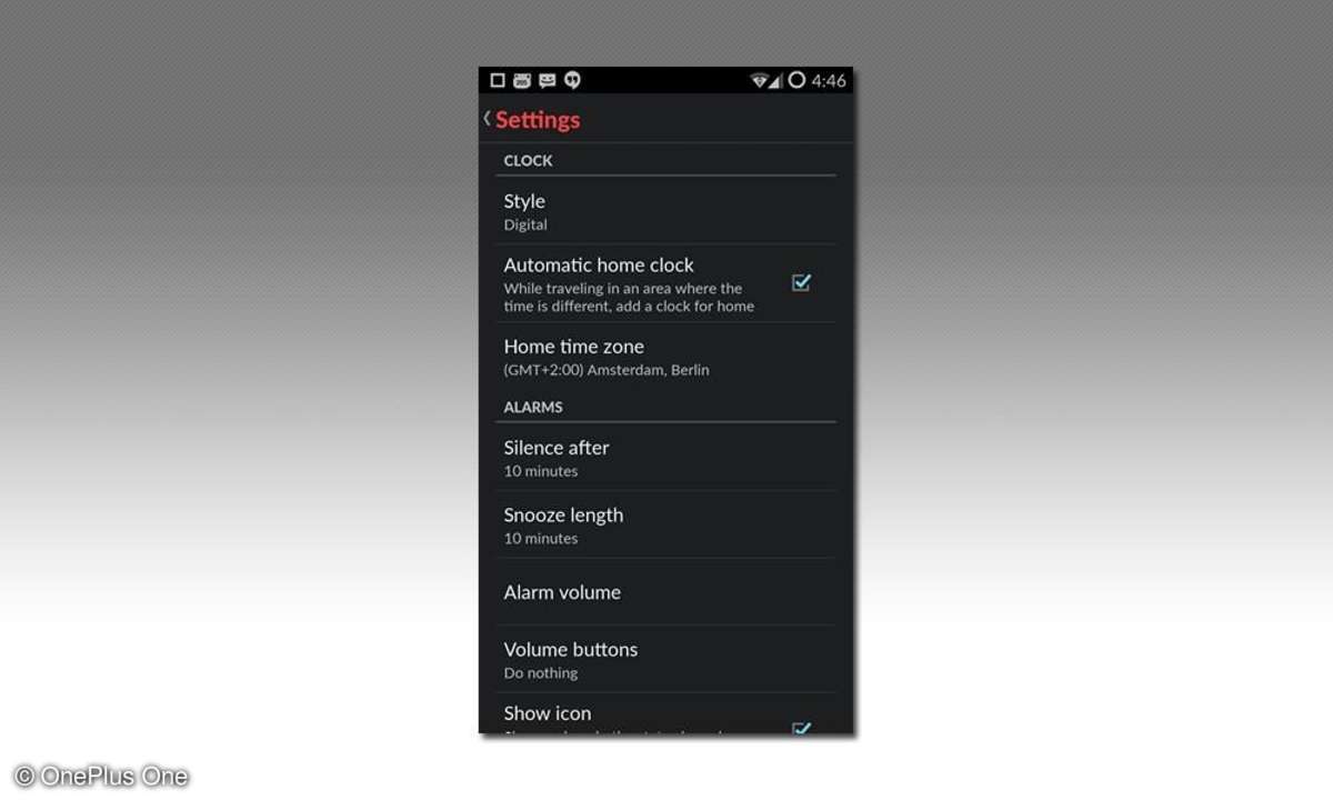 OnePlus One, Settings