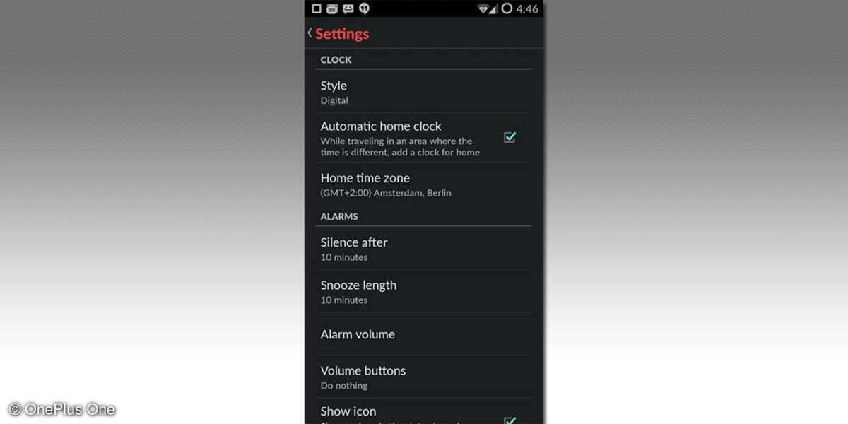 OnePlus One, Settings