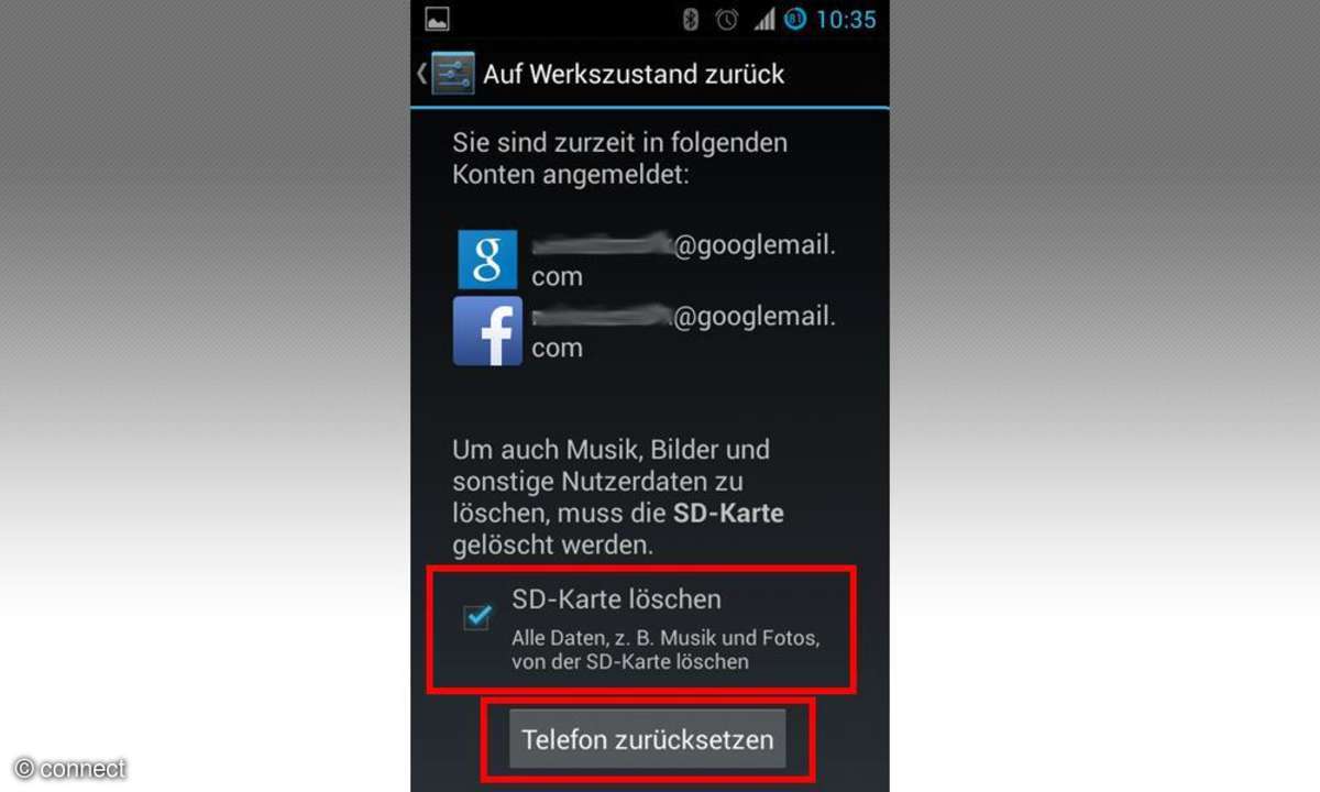 Samsung, Galaxy, Zurücksetzen