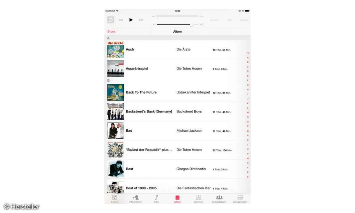 Apple iPad Air Musik-App