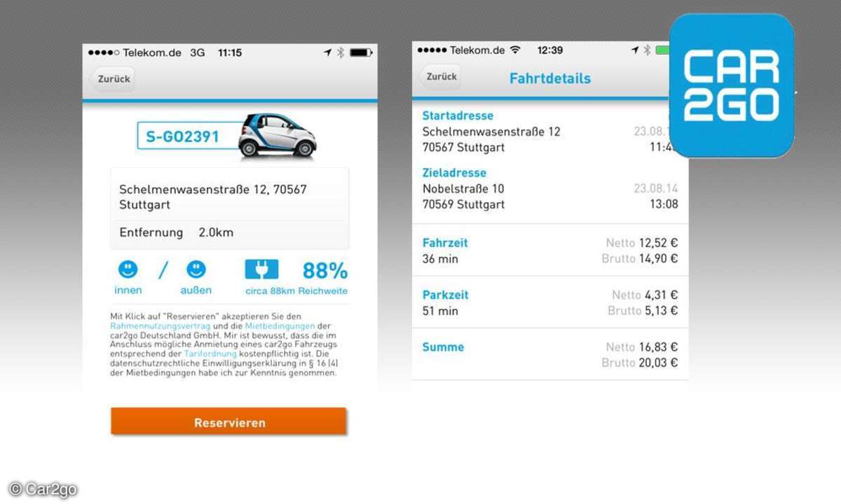 Car2go, Carsharing, App
