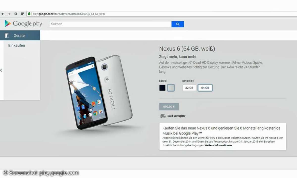 Nexus 6 im Play Store