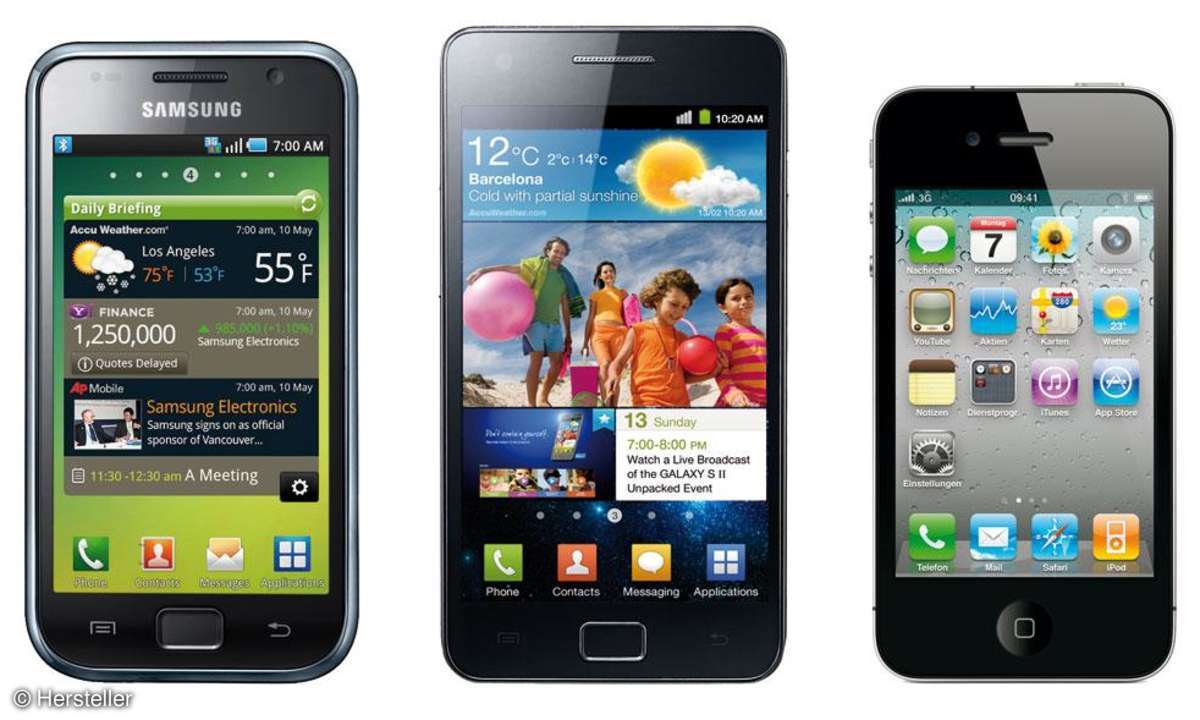 Samsung Galaxy S, Galaxy S2 und iPhone 4