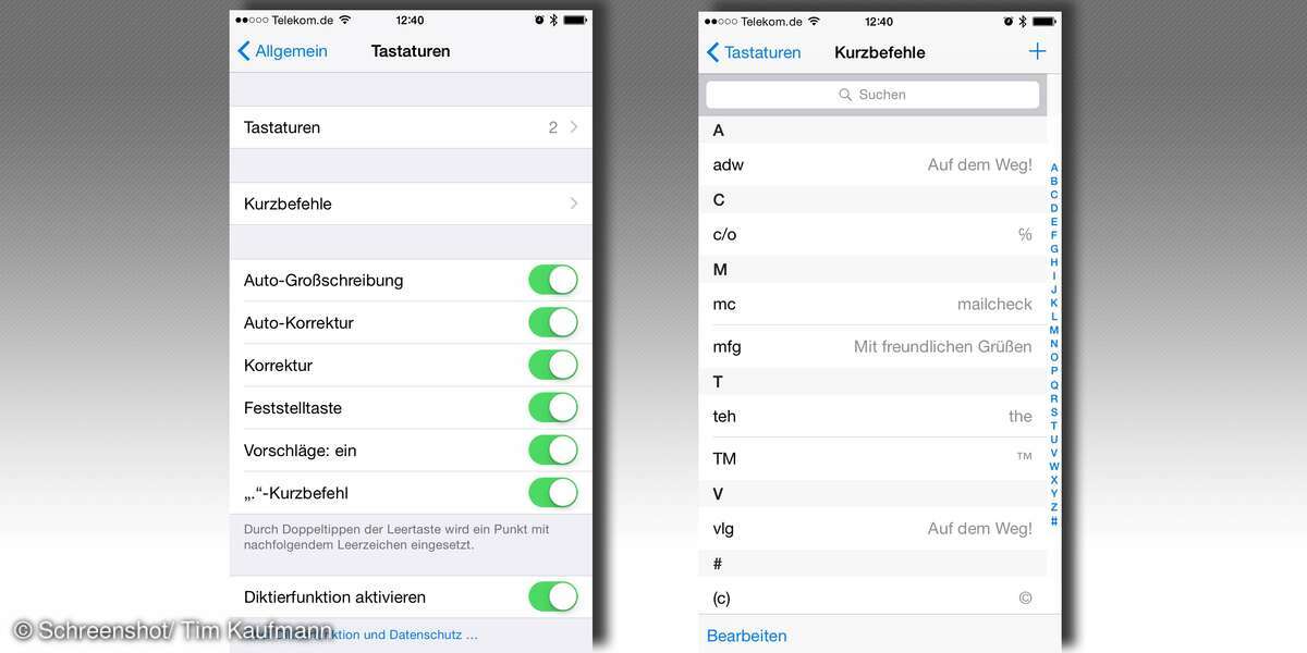 Autokorrektur iPhone