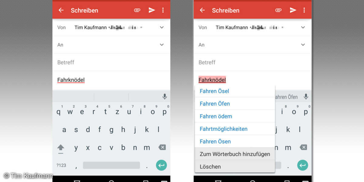 Rechtschreibprüfung im Hintergrund