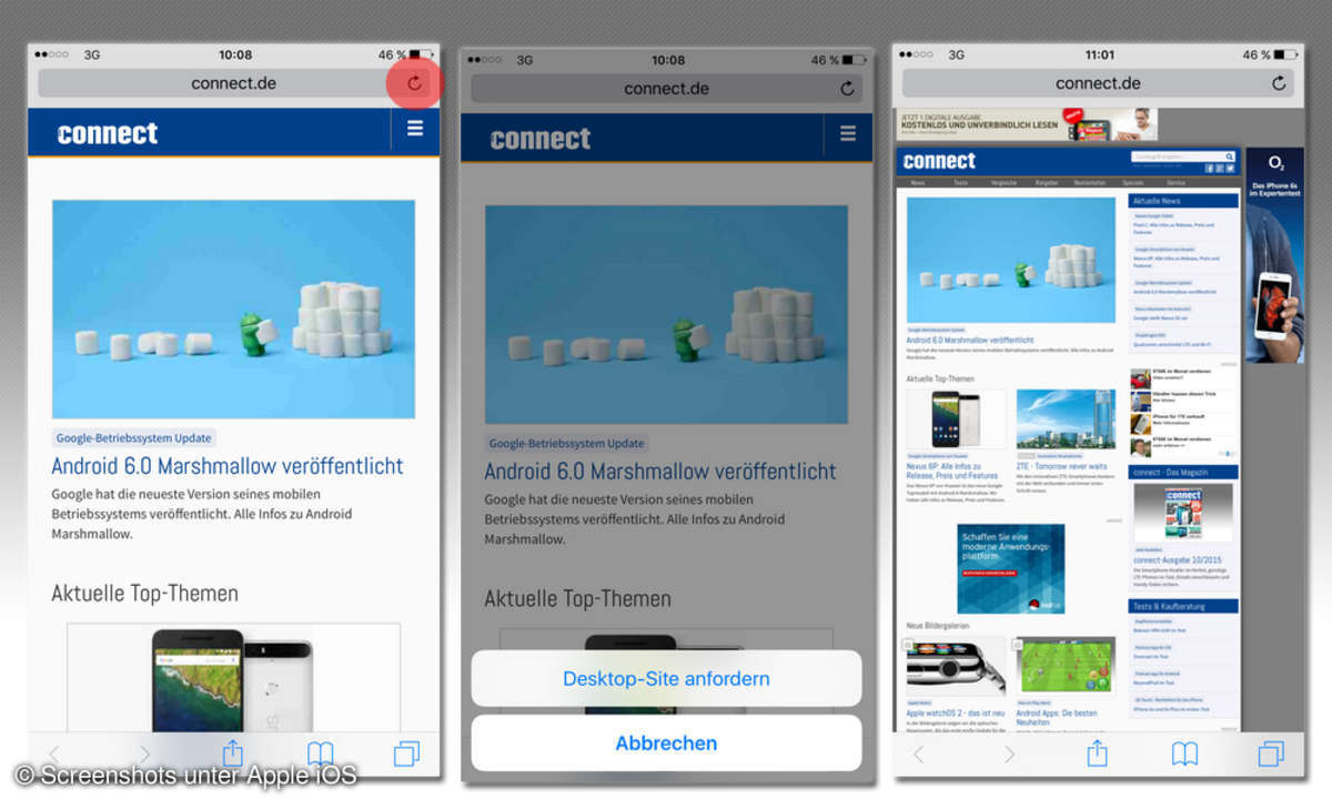Desktop-Site anfordern bei iOS 9
