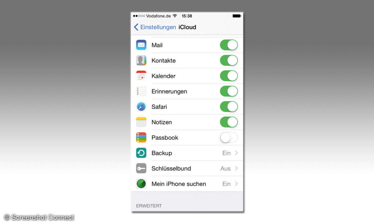 iCloud Einstellungen
