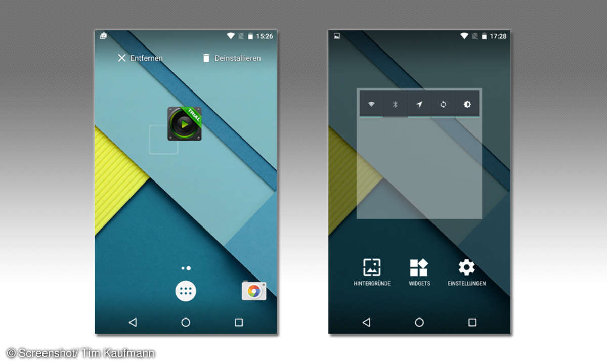 App-Verknüpfungen und Widgets
