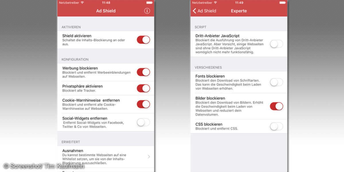 Ad Shield blockiert Werbung