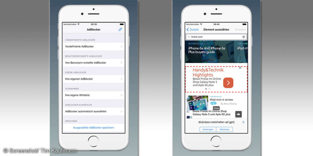 installierte Regeln für Adblocker bei Safari