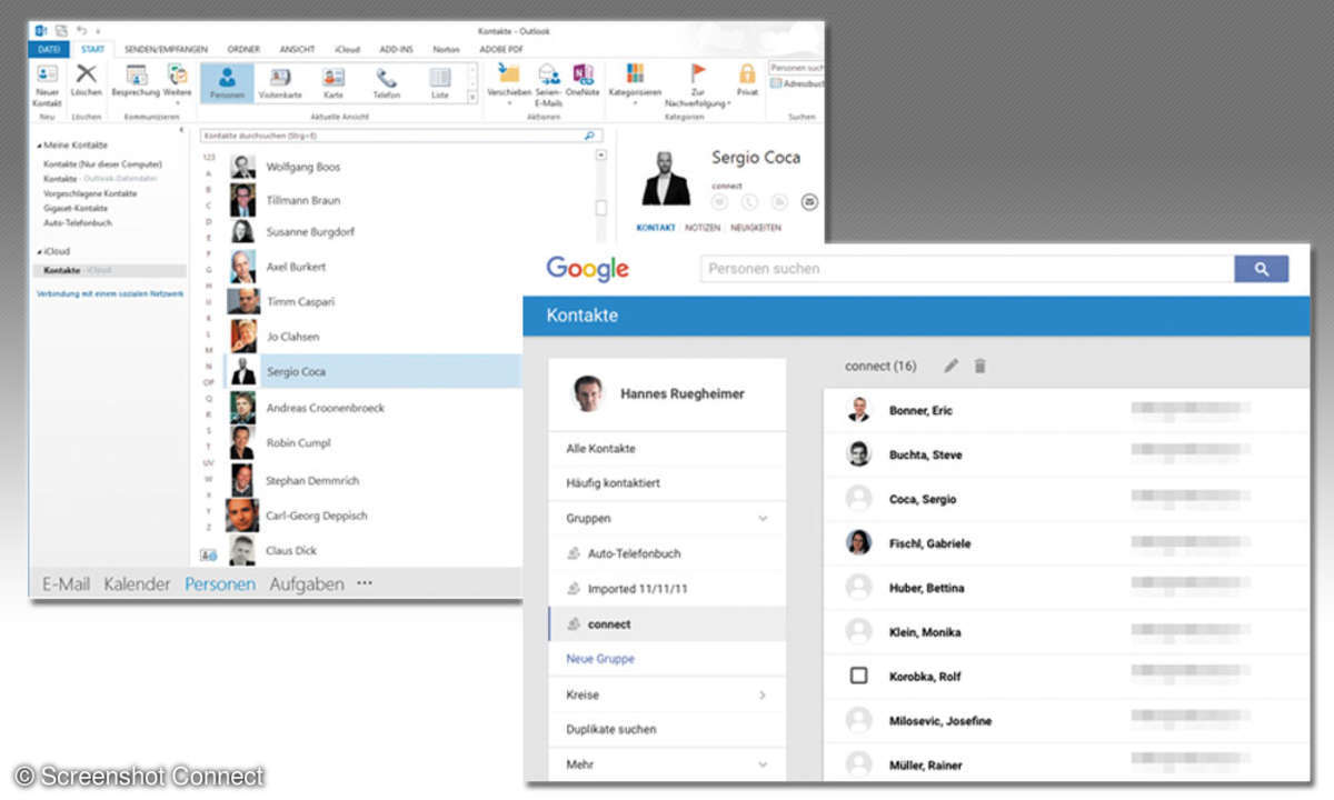 Microsoft Outlook und Google Kontakte