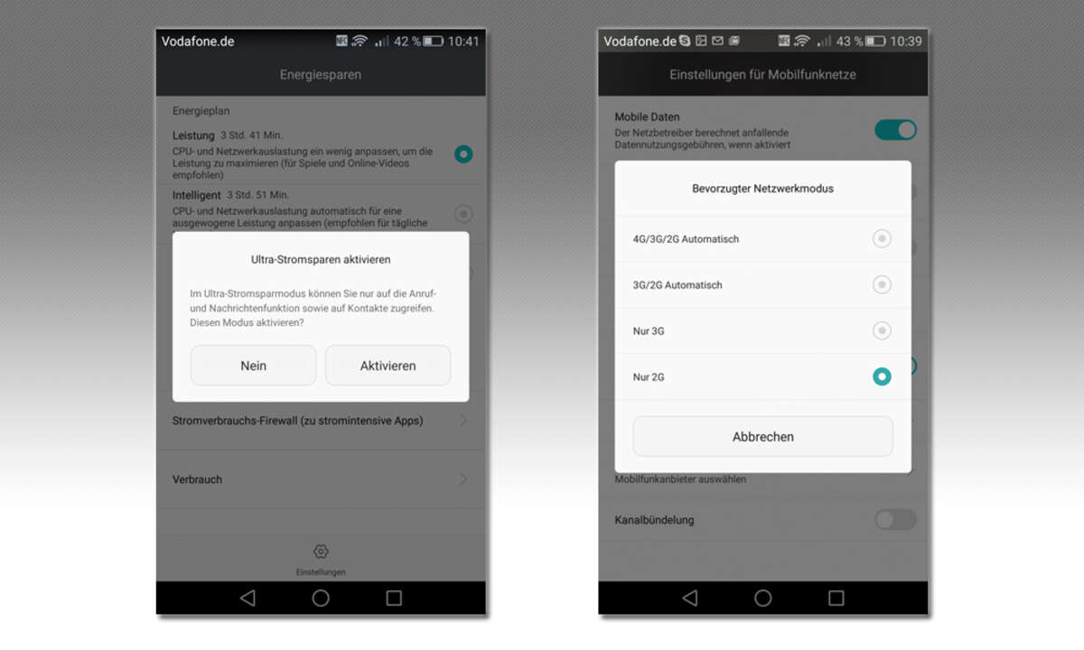 Screenshot Akku sparen