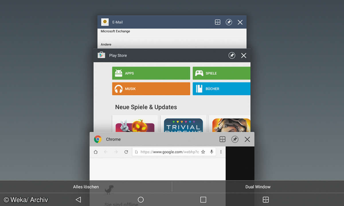 Screenshot: Geöffnete Apps