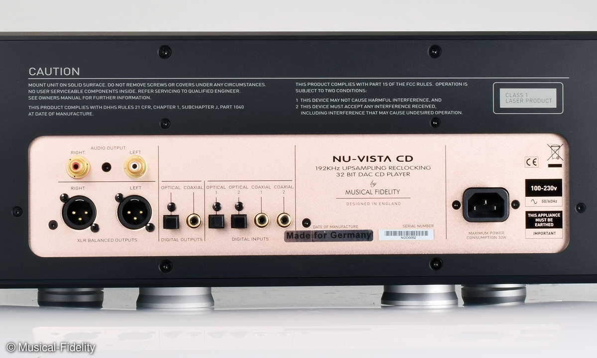Musical Fidelity Nu-Vista Anschlüsse