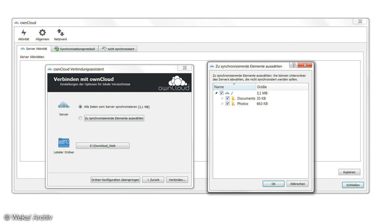 Owncloud Client Synceinstellungen
