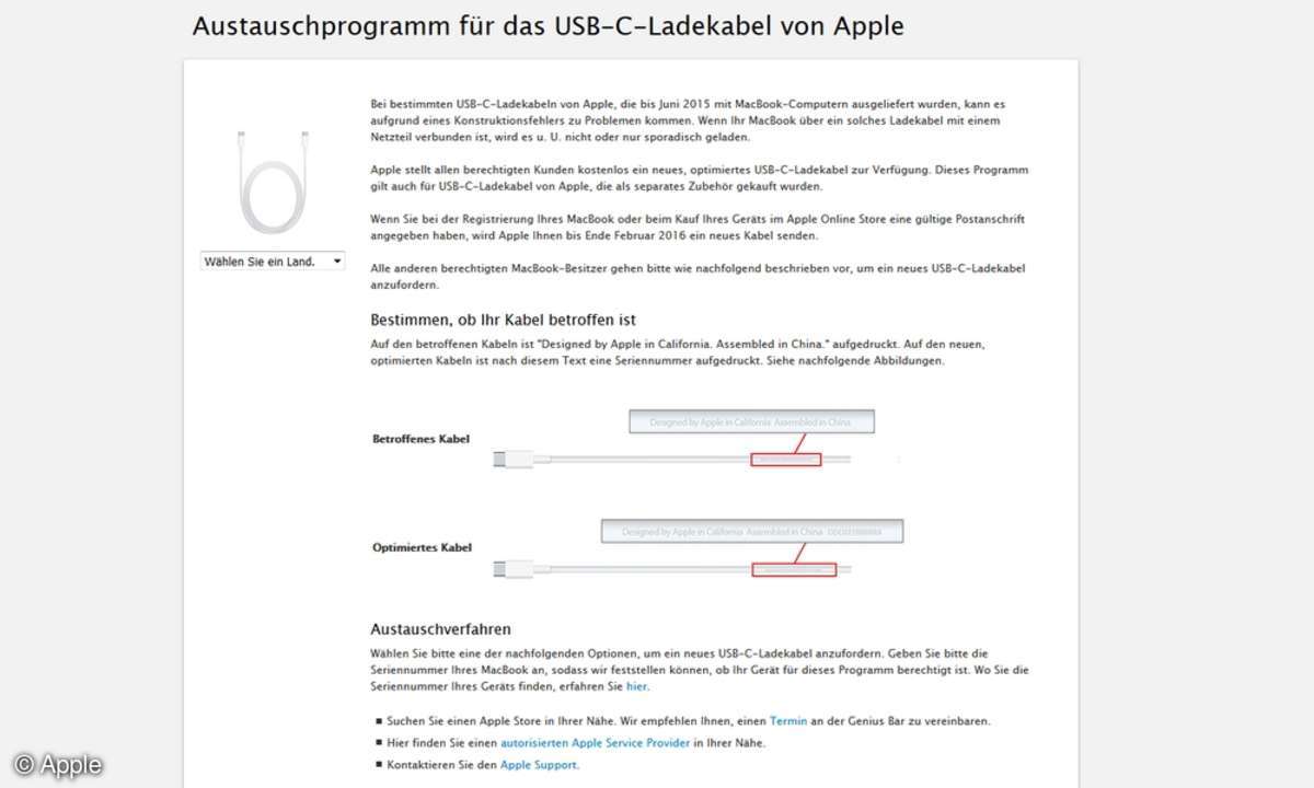 Apple Austauschprogramm USB-C-Ladekabel