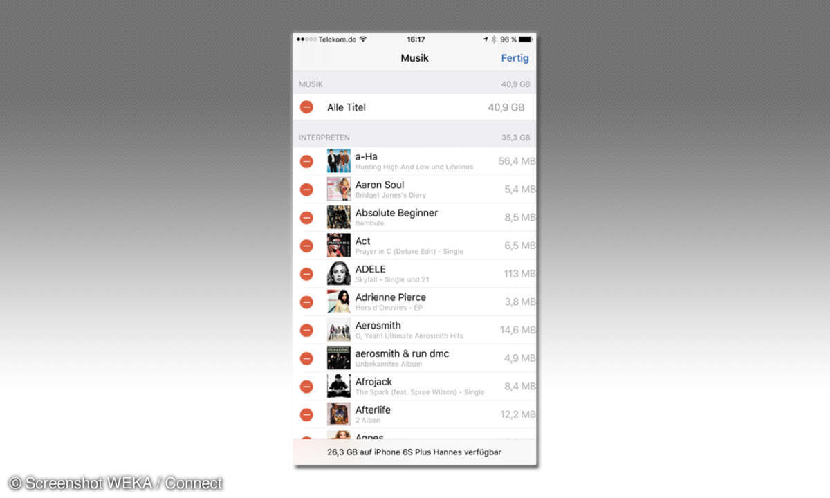 iOS Musik löschen