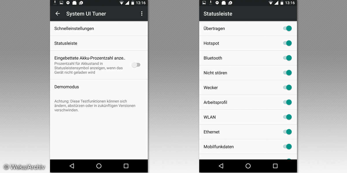 Screenshot: System UI Tuner