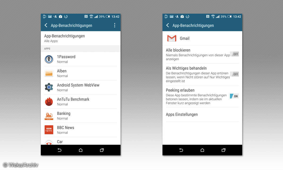 Screenshot: App-Benachrichtigungen priorisieren