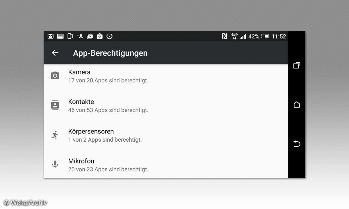 Screenshot: App-Berechtigungen prüfen