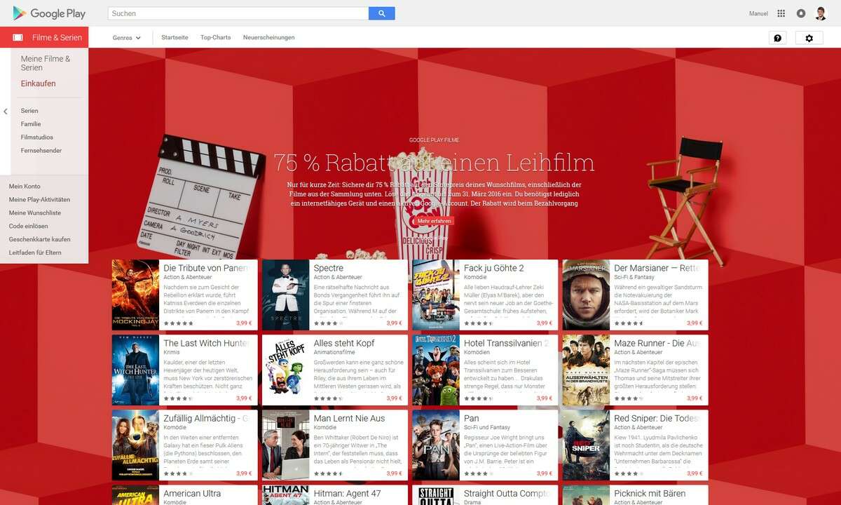 Oster-Angebot bei Google Play Movies