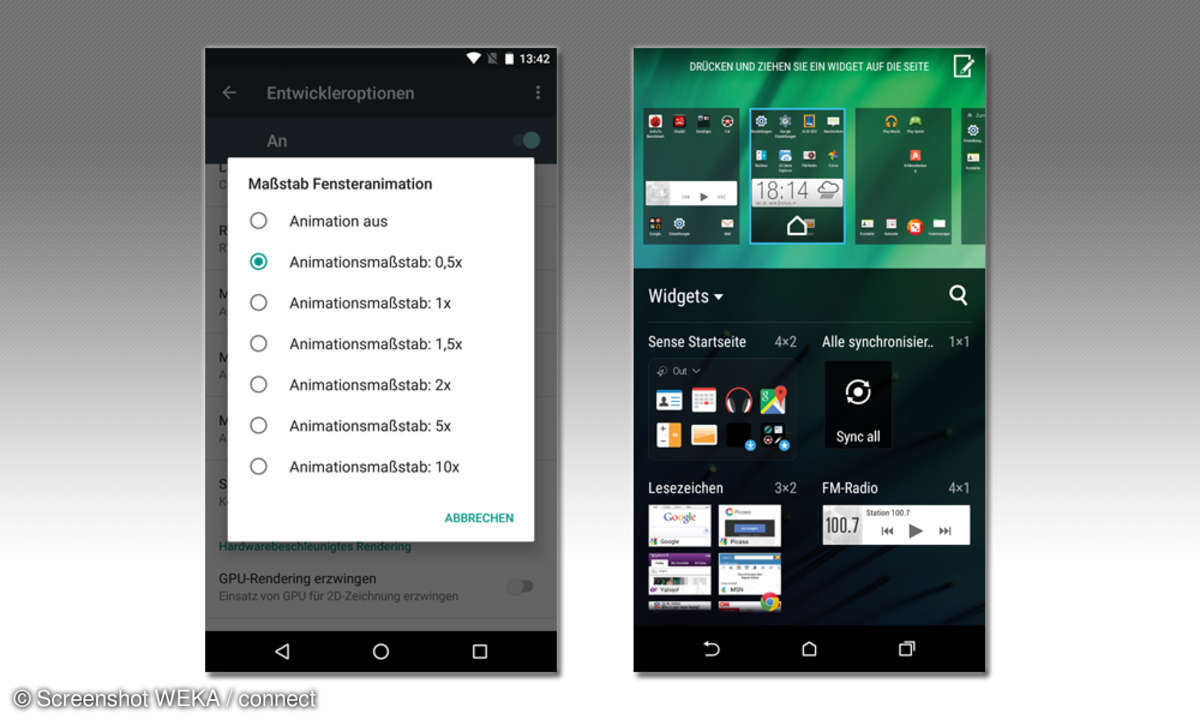 Smartphone Entwickleroptionen