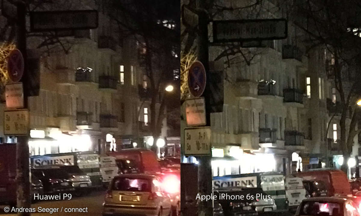Huawei P9 und iPhone 6s Plus Nachtaufnahme
