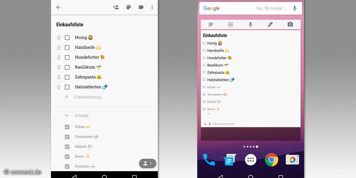 Gemeinsame Einkaufsliste mit Google Notizen