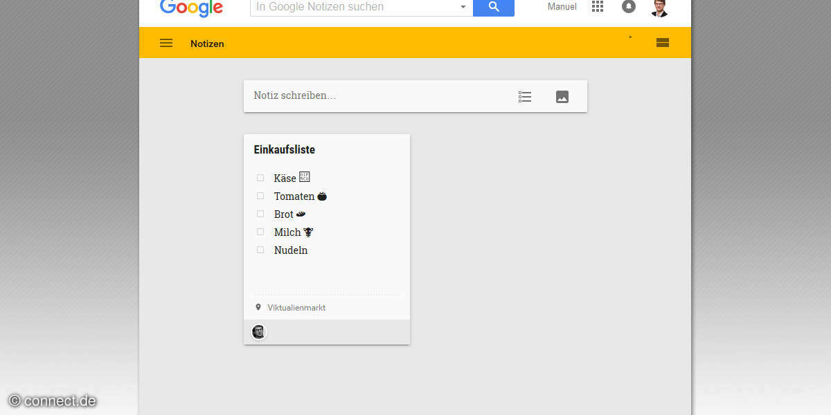 Gemeinsame Einkaufsliste mit Google Notizen