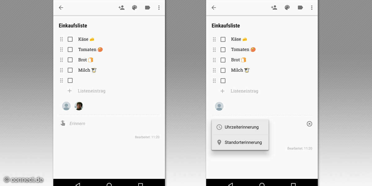 Gemeinsame Einkaufsliste mit Google Notizen