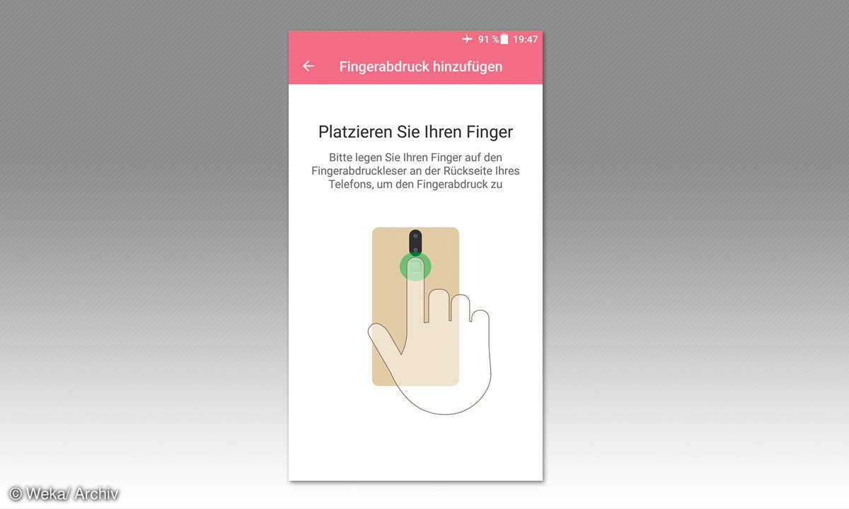 Screenshot: Fingerabdruck hinzufügen