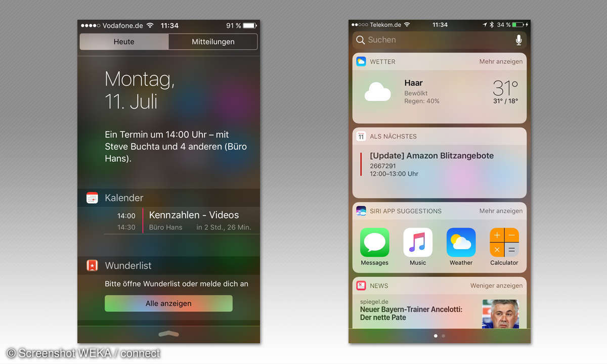 iOS 10 Mitteilungszentrale
