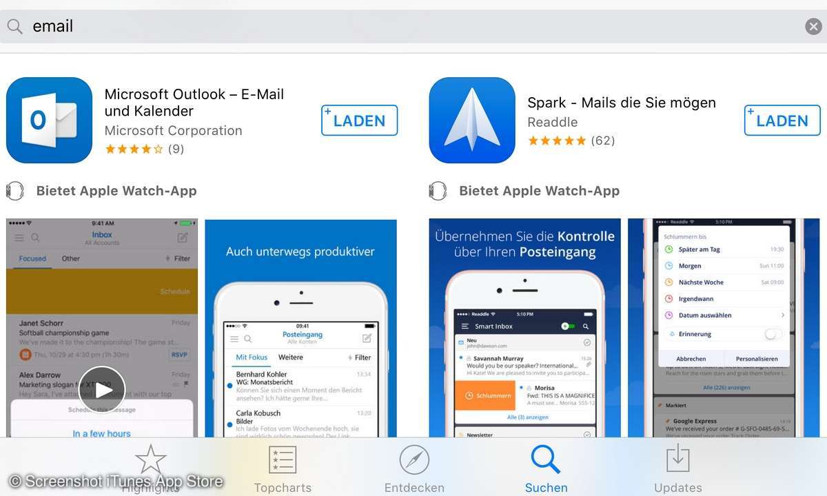 E-Mail Mail Apps Programme iTunes App Store Outlook Spark