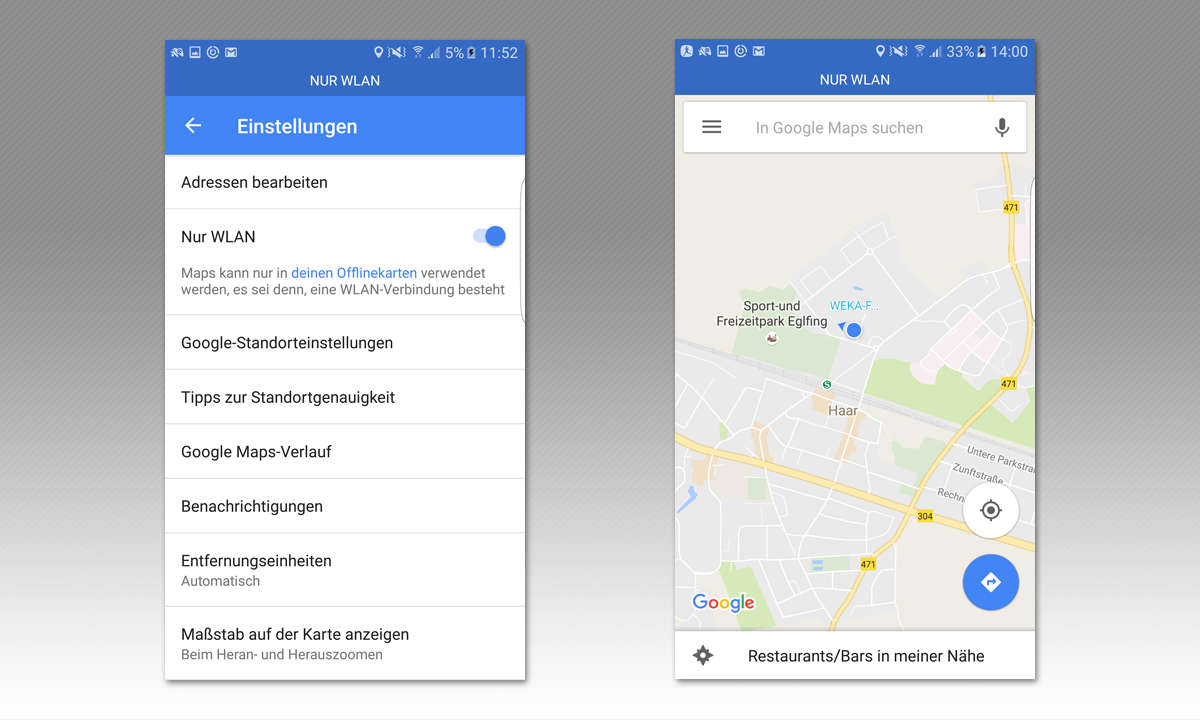 Google Maps WLAN-Modus