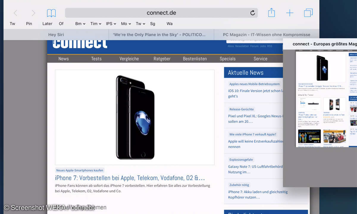 iOS 10 Webseiten-Ansicht