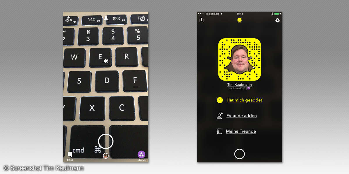 Snapchat Menü