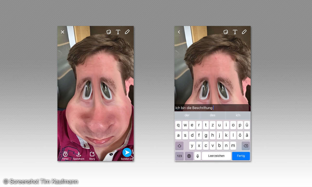 Snapchat Text einfügen