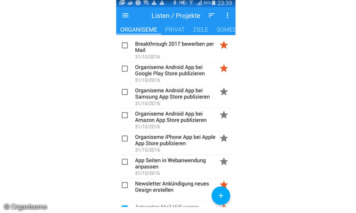 Organiseme Screenshot App