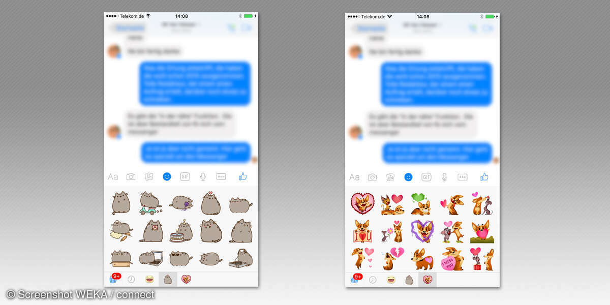 Facebook Sticker Kategorien wechseln