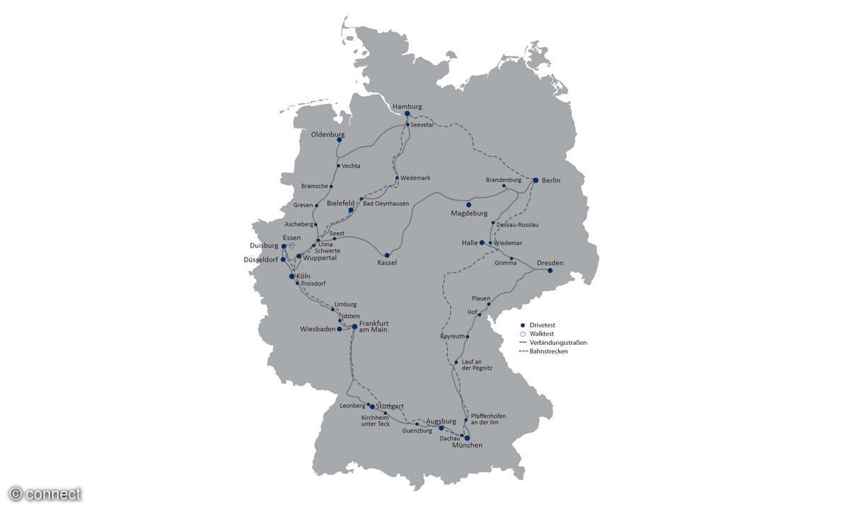 connect Netztest 2017 Route Deutschland