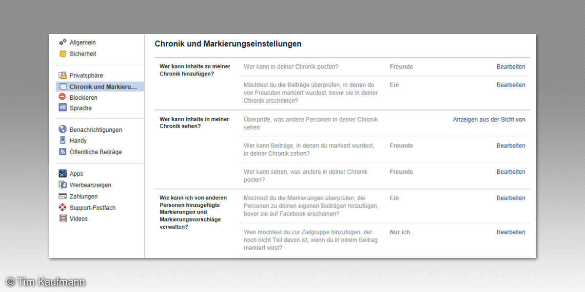 Facebook Chronik schützen