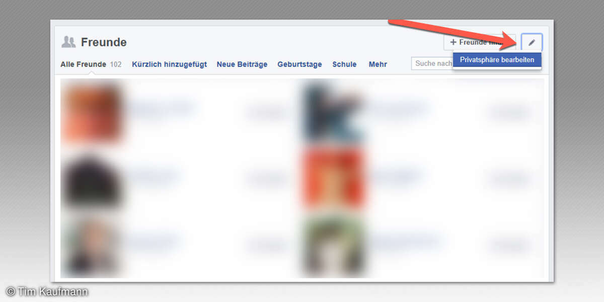 Screenshot: Privatsphäre Einstellungen