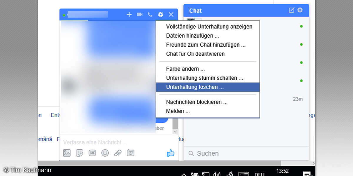 Facebook Chats löschen