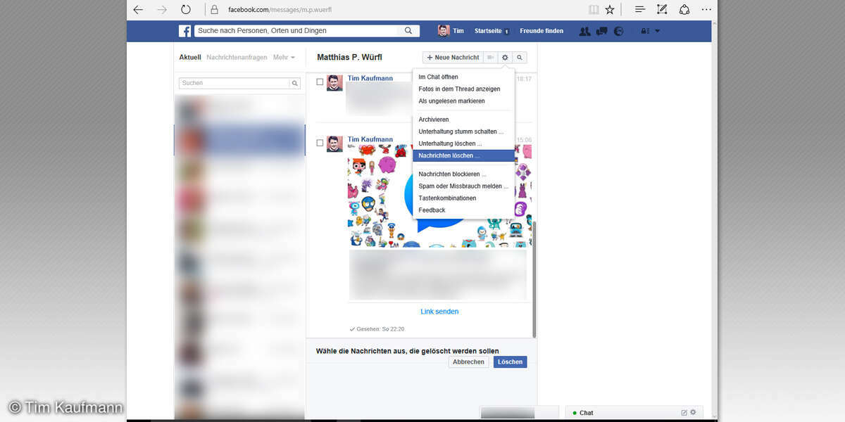 Facebook Nachrichten löschen