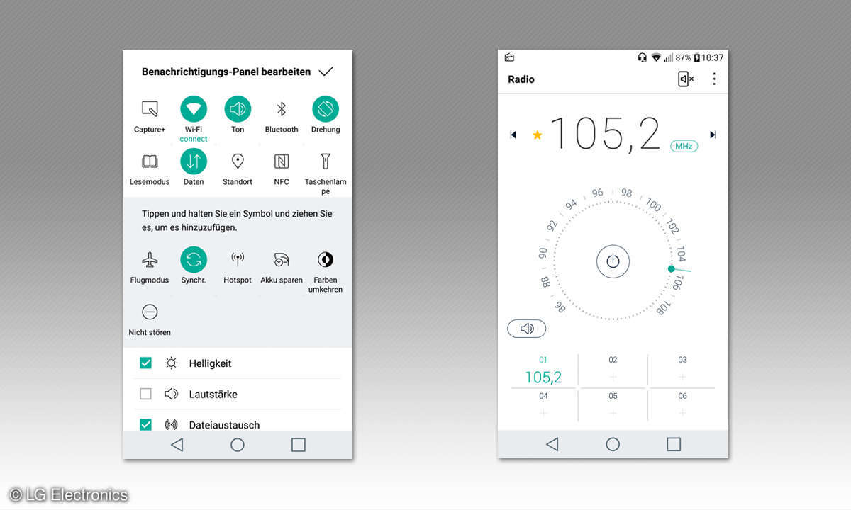 LG X Cam Nutzeroberfläche