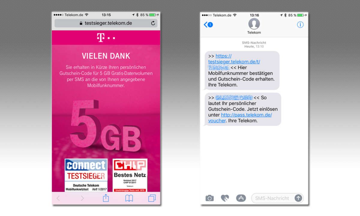 Deutsche Telekom SMS Screenshot
