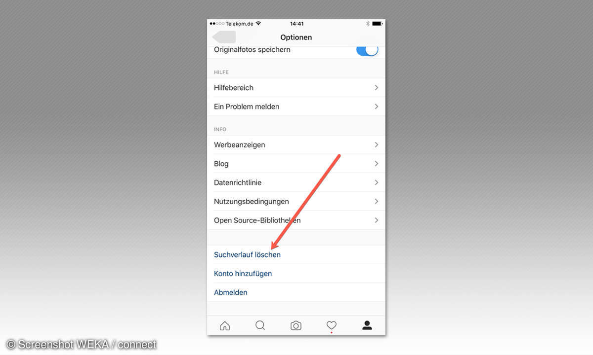 Instagram Suchverlauf löschen
