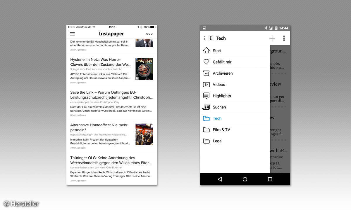Instapaper Wichtiges auf einen Blick